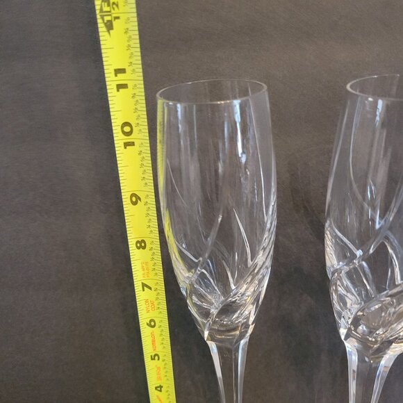 Set Of 4 Mikasa Olympus Champagne Flutes Crystal Glasses Elegant Swirl Pattern 1 - Picture 5 of 10